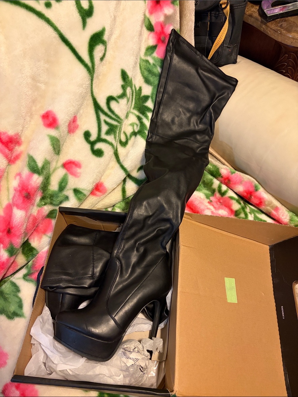 Fashion Nova Black Over-the-Knee Platform Stiletto Boots